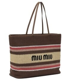 [비엔비명품관] MIU MIU 미우미우 여성 라피아 우븐 토트백 숄더백 썸네일 1