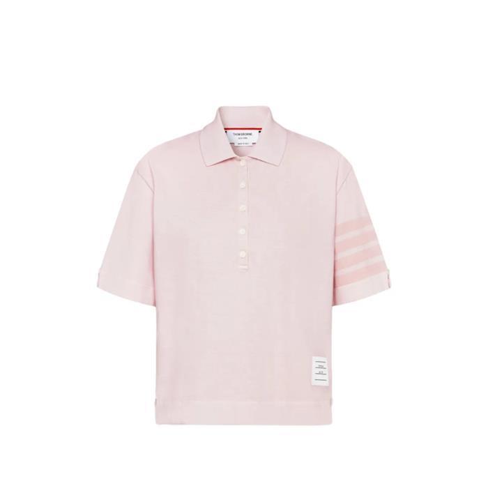 [국내발송] 톰브라운 오버다이 4바 저지 폴로 반팔 티셔츠 핑크 FJP128A J0253 680 - Thom Browne