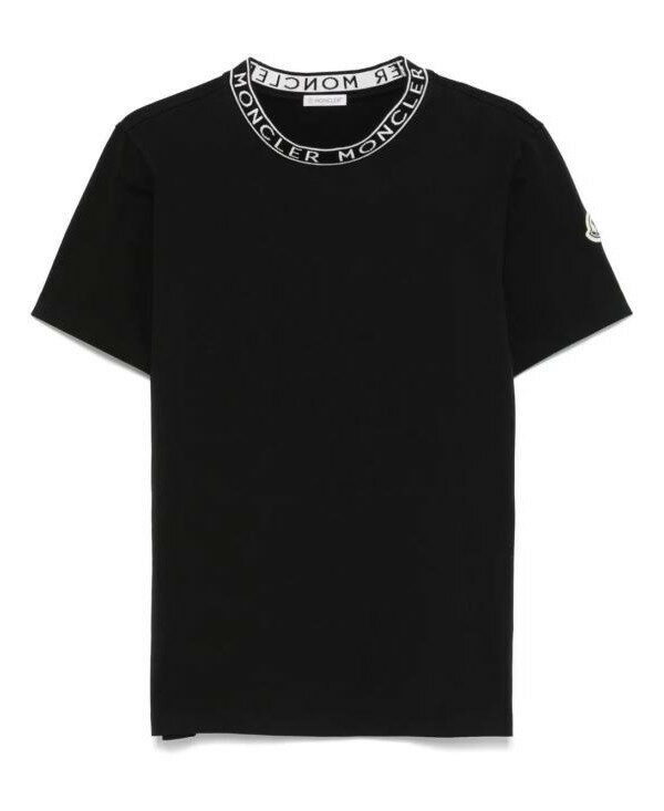몽클레어 로고 트리밍 코튼 티셔츠 8C00031 8390T 999 - Moncler