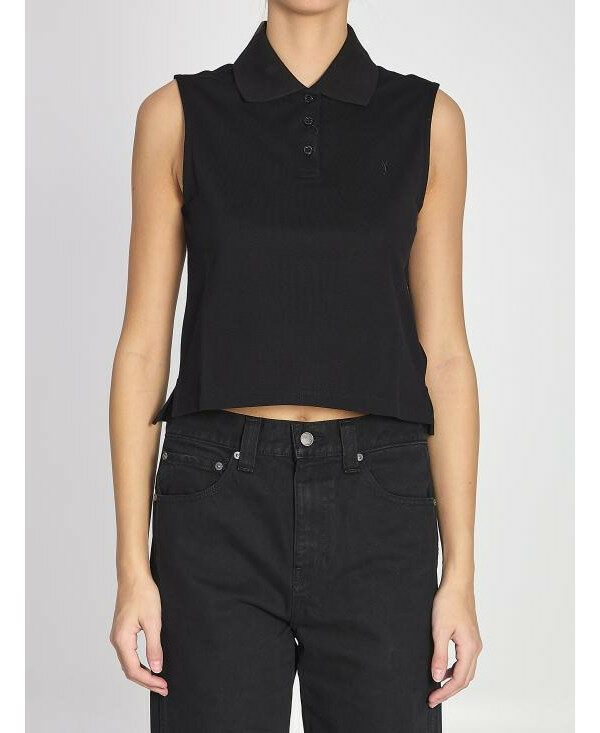 생로랑 CASSANDRE 로고 폴로 셔츠 862601 Y37ZE 1000 - Saint Laurent