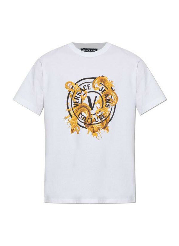 베르사체 프린트 COTTONJERSEY 티셔츠 프린티드 코튼 져지 80GAHE01 CJ00E G03 - Versace