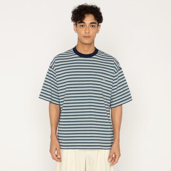 26SS 단톤 반팔 티셔츠 DTC0402TCB BLUE X GREY MULTI DOM - Danton