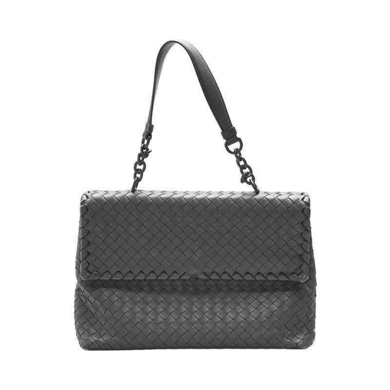 그레이 램스킨 인트레치아토 플랩 체인 숄더백 - Bottega Veneta