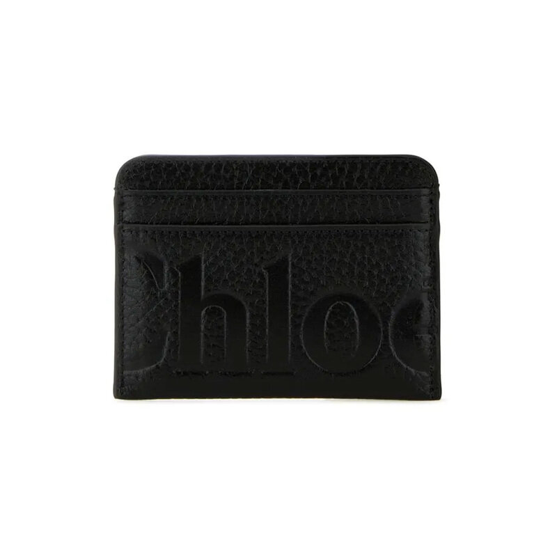 26SS 로고 각인 카드지갑 블랙 CHC24WP454O21 001 - Chloe