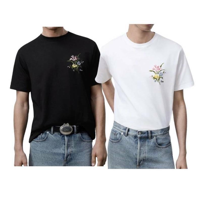 [국내백화점] 디올 남자 블랙 화이트 자수 반팔 티셔츠 693J640A3282 - Christian Dior