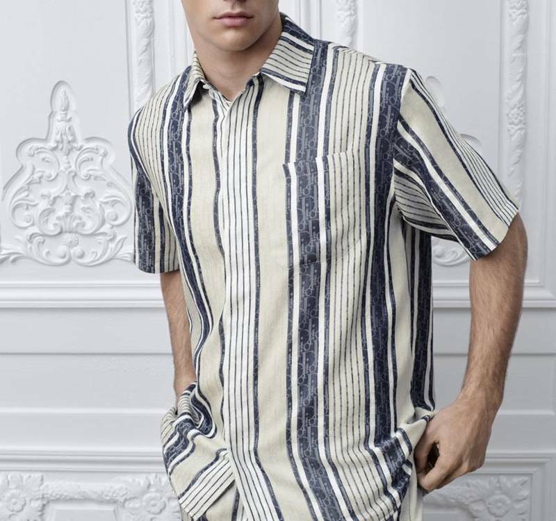[백화점 풀셋] 디올 남자 남성 오블리크 스트라이프 반소매 셔츠 D693C522A6022 - Christian Dior