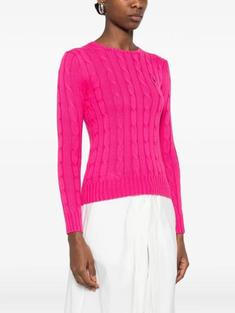 26SS 폴로 랄프로렌   여성 포니 로고 피마코튼 케이블 니트 스웨터 211971869 508 ACCENT PINK BPG 썸네일 5