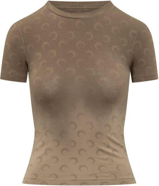 26SS 마린세르 문 로고 저지 베이비핏 티셔츠 WTT012ACJER0114 BG40 BEIGE DOM - Marine Serre