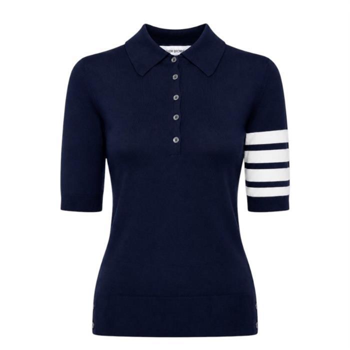 톰브라운 울 릴랙스드 폴로 네이비 FKP053A Y1014 415 - Thom Browne