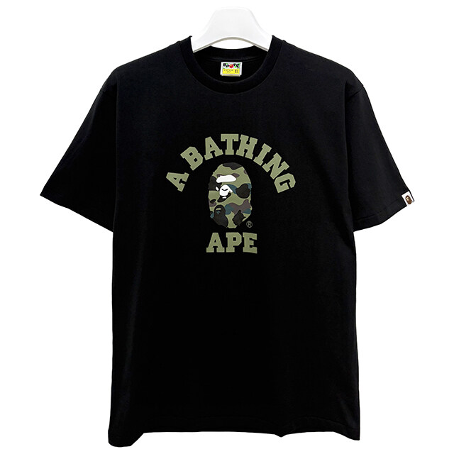 더팩토리 26SS 베이프 ABC 카모 컬리지 반팔티 블랙 그린 (001TEM301013M BKXGR) - Bape