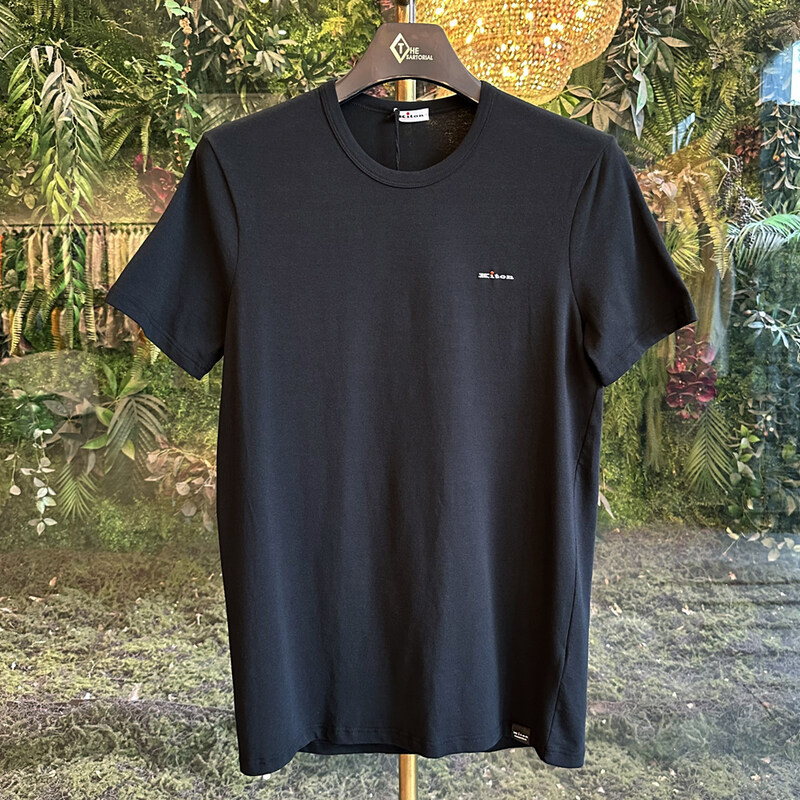 키톤 반팔티 라운드 로고 블랙 UNWM008 K0727H02001 - Kiton