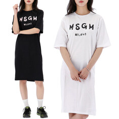 국내배송 26SS MSGM 로고 코튼 반팔 원피스 성인사이즈 3종 S6MSJGDR068-AK 썸네일 1