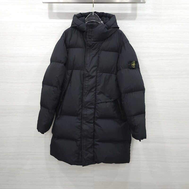 [럭스유] M / 스톤아일랜드 와펜 크링클랩스 블랙 롱 패딩 - Stone Island