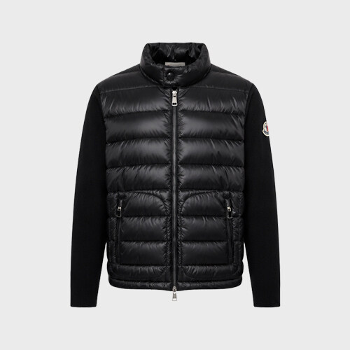 [몽클레어] 로고 패치 니트 패딩 집업 블랙 남성 자켓 9B00018 M1131 999 / TJ - Moncler