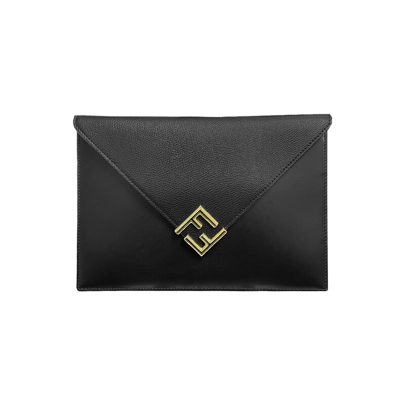 26SS FF 금장 로고 라지 클러치백 블랙 8N0152 ALWA F0KUR - Fendi