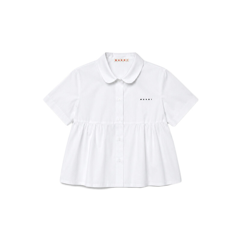 키즈 플랫 칼라 셔링 반팔 셔츠 화이트 M01741 M00UW 0M100 - Marni