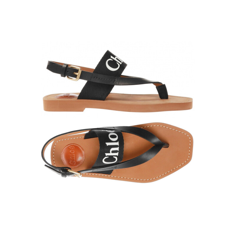 26SS 우디 로고 스트랩 샌들 블랙 CHC20U32708 001 - Chloe