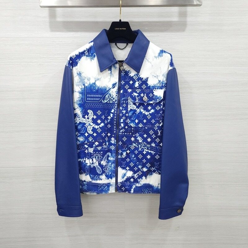 [럭스유] (새상품) 54 / 루이비통 LV 반다나 레더 데님 블루종 자켓 1AA7DV - Louis Vuitton