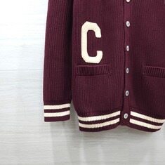 [럭스유] (새상품) M / 셀린느 컬리지 가디건 코튼 버건디 에크루 2AD7O192W 썸네일 3