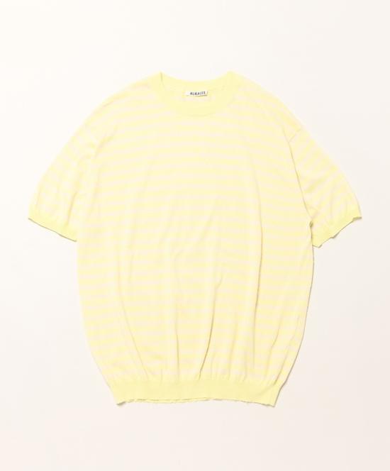 26SS 오라리 반팔 티셔츠 A26ST02SB YELLOW PINK STRIPE DOM - Auralee
