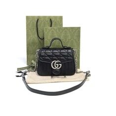 구찌 GG 마몽 마틀라세 가죽 미니 플랩 크로스백 블랙 583571 썸네일 8