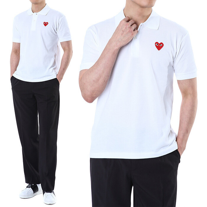 꼼데가르송 레드하트와펜 PK 카라티셔츠 (화이트) - Comme des Garcons