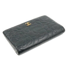 Chanel(샤넬) A36544 블랙 램스킨 까멜리아 금장 CC로고 플랩 장지갑 (17번대) 썸네일 4