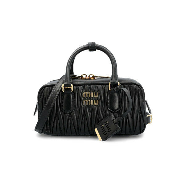 26FW 금장 로고 마틀라세 크로스/토트백 블랙 5BB142 AN88 F0002 - Miu Miu
