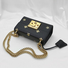 Gucci(구찌) 432182 블랙 레더 비 스타 패들락 스몰 숄더백 썸네일 4