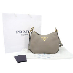 Prada(프라다) 1BC180 그레이 베이지 비텔로 피닉스 금장 호보 숄더백 썸네일 1