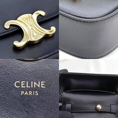 Celine(셀린느) 10I513DPV.38NO 블랙 샤이니 카프스킨 금장 미니 트리오페 클로드 숄더백 썸네일 5