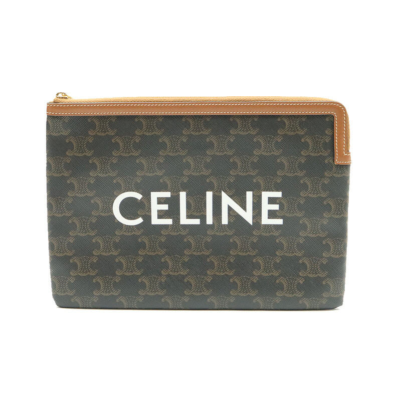 Celine(셀린느) 10D672BZQ.04LU 트리오페 스몰 캔버스 탄 램스킨 파우치 - Celine