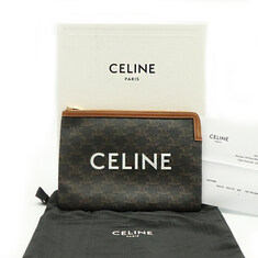 Celine(셀린느) 10D672BZQ.04LU 트리오페 스몰 캔버스 탄 램스킨 파우치 썸네일 1