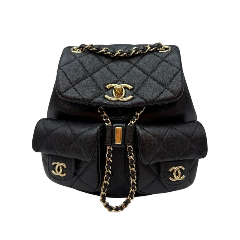 샤넬 카프스킨 듀마 투포켓 스몰 블랙 AS3787 남성 백팩 - Chanel