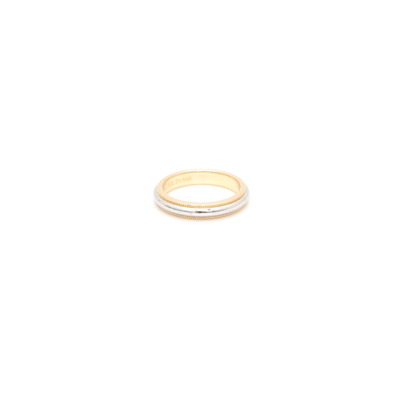 티파니 밀그레인 옐로우골드 플래티늄 콤비 웨딩 링 반지kk55402461 - Tiffany & Co