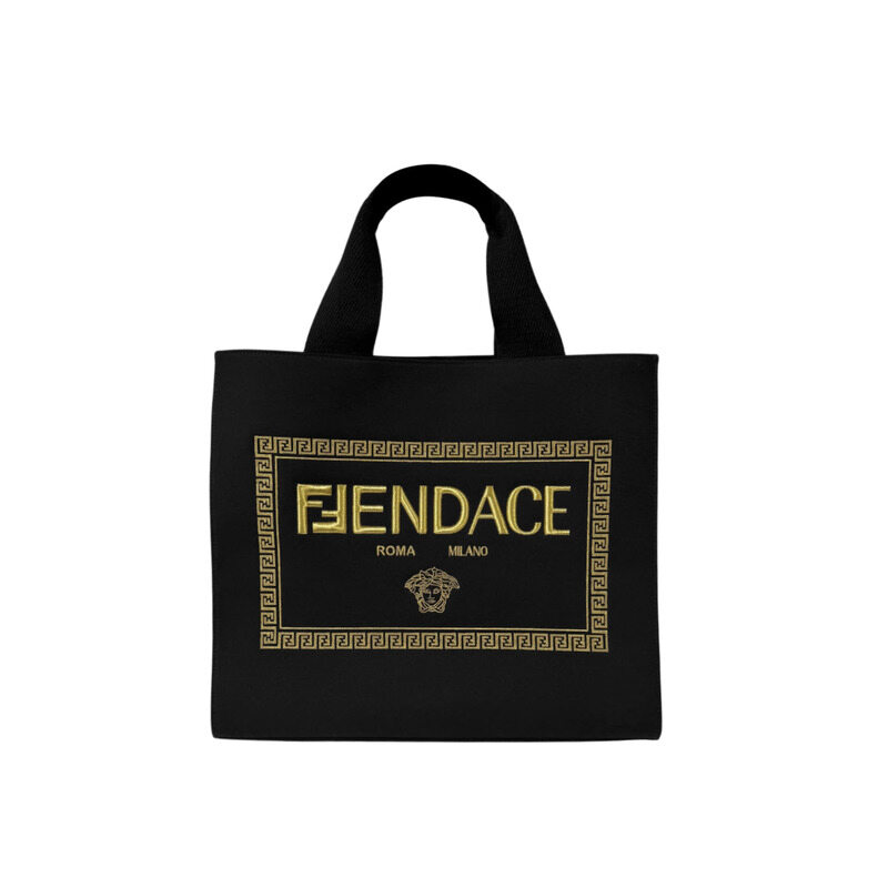 [중고명품비아르] 펜디 X 베르사체 펜다체 코튼 토트백 숄더백 블랙 라지 8BH395 - Fendi
