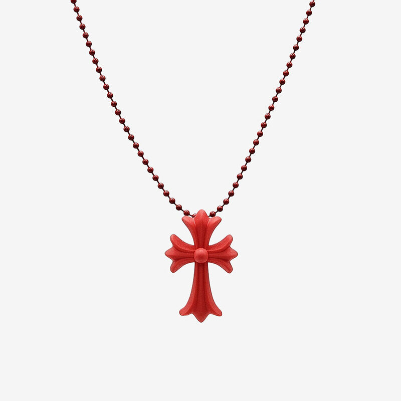 [어포드] 크롬하츠 실리크롬 CH 크로스 펜던트 목걸이 레드 JMP339CL - Chrome Hearts