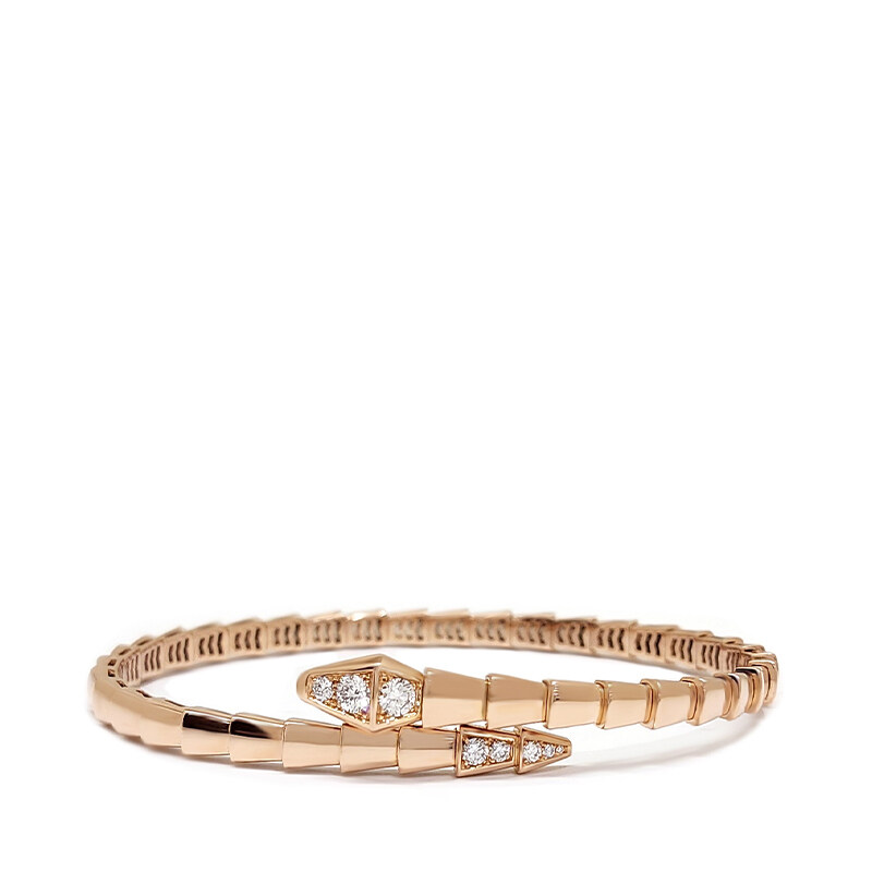 불가리 357833 세르펜티 바이퍼 다이아 브레이슬릿 핑크골드 라지 - Bvlgari