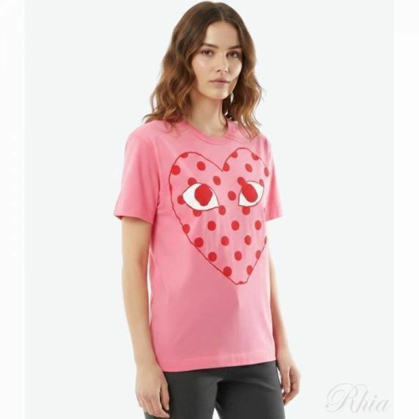꼼데가르송 26SS 도트하트 반팔 티셔츠 AX T276 051 3 - Comme des Garcons