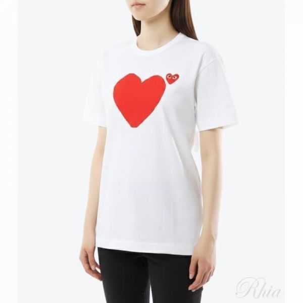 꼼데가르송 26SS 레드 더블 하트 반팔 티셔츠 AX T222 051 1 - Comme des Garcons