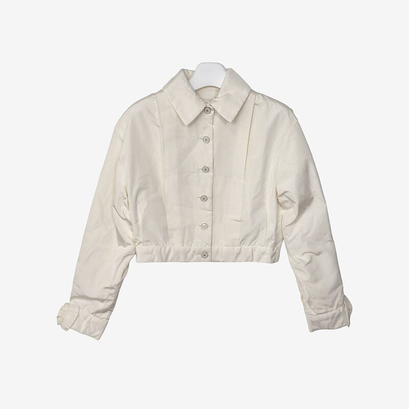샤넬 리본 재킷 보우 실크 점퍼 36사이즈 에크루 화이트 RHJNXXLY - Chanel