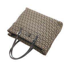 Fendi(펜디) 8BH133 FF로고 자가드 주키노 브라운 레더 트리밍 토트백 썸네일 4