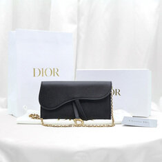 Dior(크리스챤디올) S5614CBAA_M900 블랙 레더 새들 SADDLE 파우치 WOC 체인 크로스백 썸네일 1