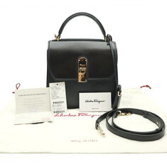 Ferragamo(페라가모) 21 H645 블랙 카프스킨 금장 간치니 박시즈 미듐 2WAY 썸네일 1