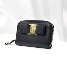 Ferragamo(페라가모) 22 D288 블랙 해머드 카프스킨 금장 바라 지퍼 명함 카드지갑 썸네일 1
