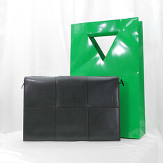 Bottega Veneta(보테가베네타) 680169 블랙 인트레치아토 아르코 도큐먼트 케이스 클러치 썸네일 1