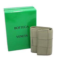 Bottega Veneta(보테가베네타) 651372 카키 램스킨 인트레치아토 위빙 3단 폴더형 지퍼 반지갑 썸네일 1