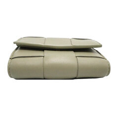 Bottega Veneta(보테가베네타) 651372 카키 램스킨 인트레치아토 위빙 3단 폴더형 지퍼 반지갑 썸네일 4