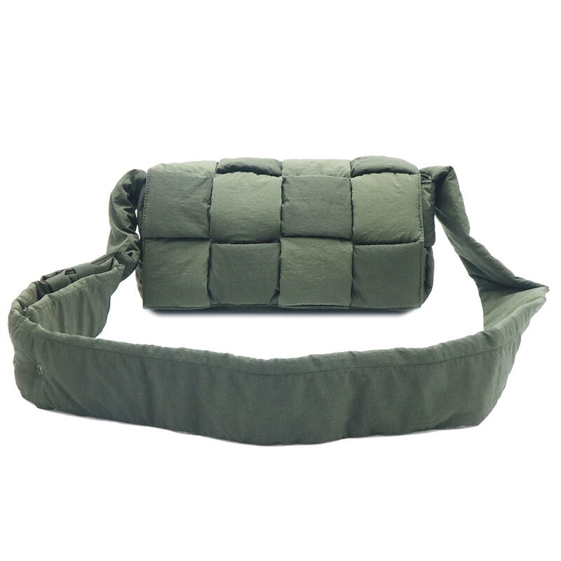 Bottega Veneta(보테가베네타) 628951 카키 나일론 인트레치아토 위빙 패딩 테크 카세트 미디움 크로스백 - Bottega Veneta