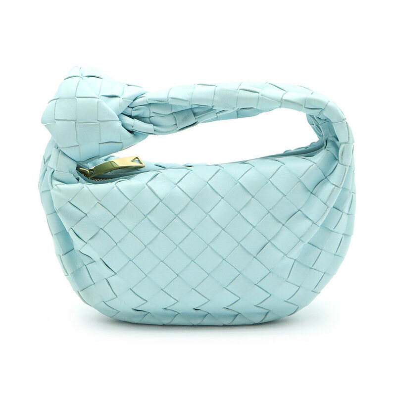 Bottega Veneta(보테가베네타) 651876 스카이 블루 램스킨 인트레치아토 미니 조디 탑 핸들 토트백 - Bottega Veneta